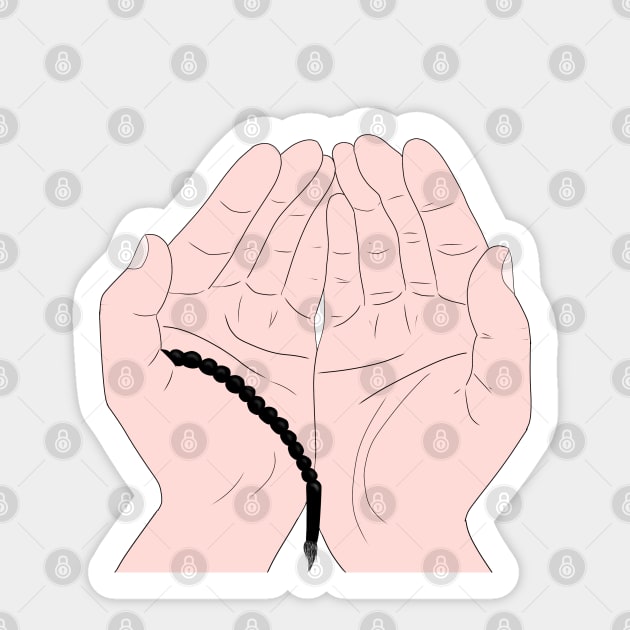 Dua Hands with Tasbih - Islamic Prayer Hands - Islamic Duas Sticker by Tilila